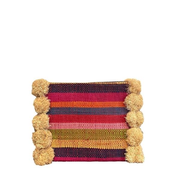 Hat Attack NWOT Rainbow Striped Raffia Mini Clutch - Picture 1 of 4